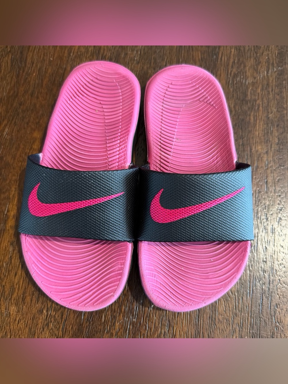 Nike Black & Pink Slide Sandals